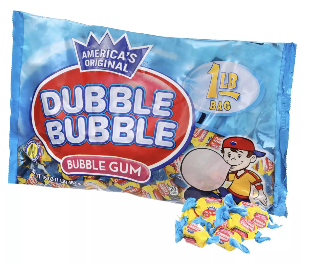 美国发货dubblebubblechewinggum果味口香糖泡泡糖453g72口香糖