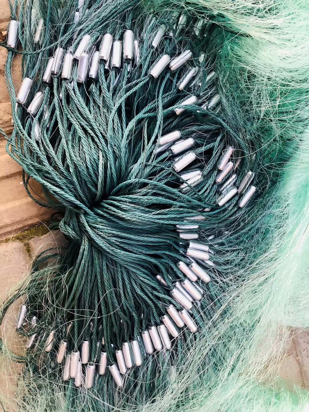 鱼网进口绿丝三层加重粘网急流流水捕鱼丝网鱼网