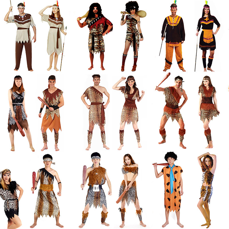 野人服装成人非洲舞蹈猎人衣服疯狂原始人男女维京印第安人酋长