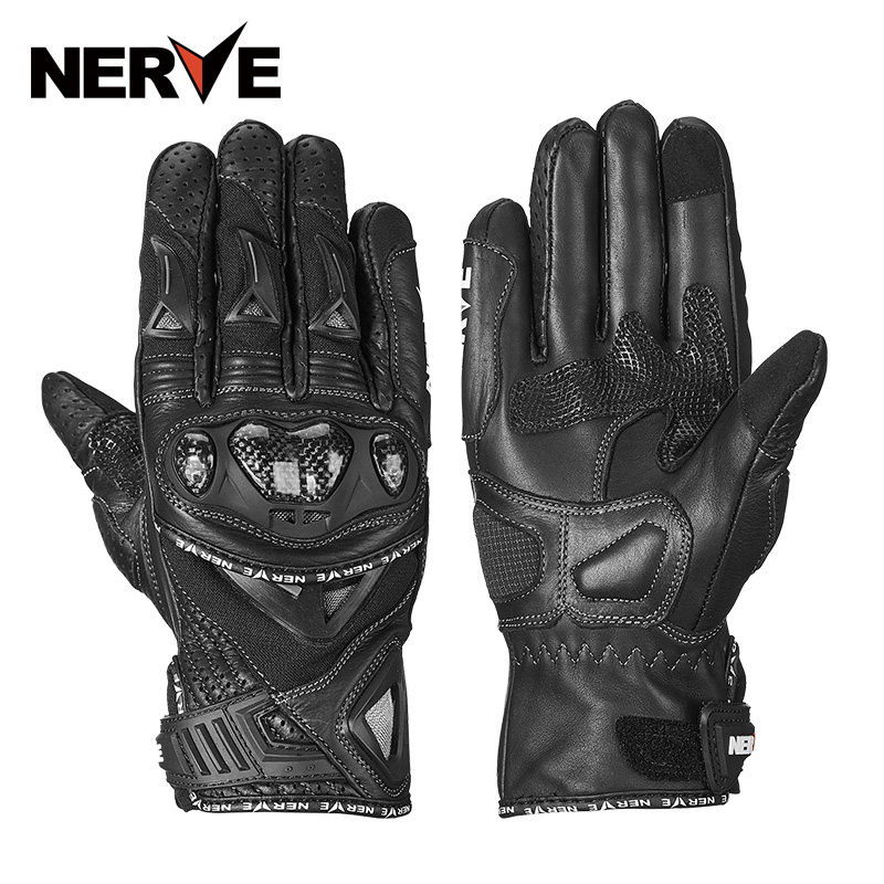 nerve春季碳纤维摩托车手套男女机车赛车牛皮防摔骑士手套