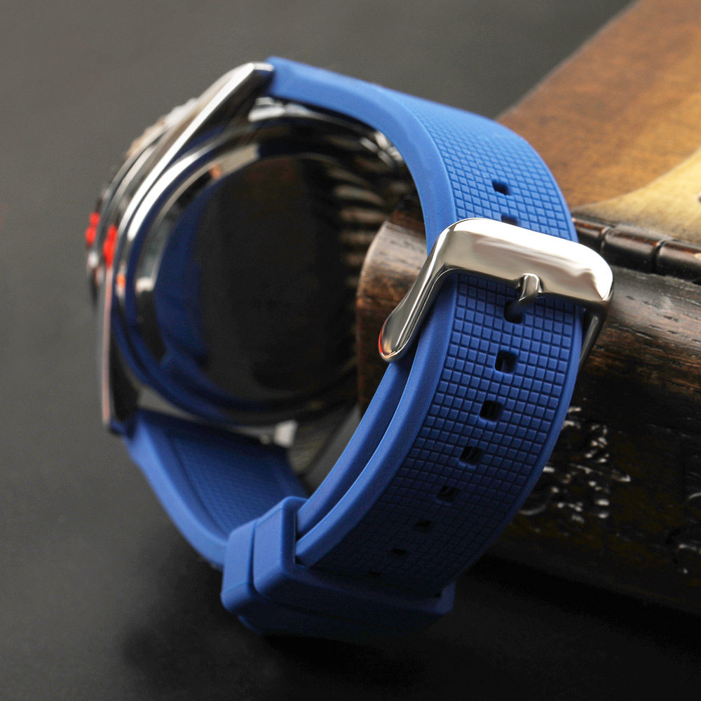 防水防尘橡胶表带22mm适配潜水表运动表双按蝴蝶配件