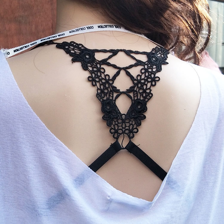 肩带交叉宽钩性感刺绣蕾丝蝴蝶防滑隐形内衣肩带