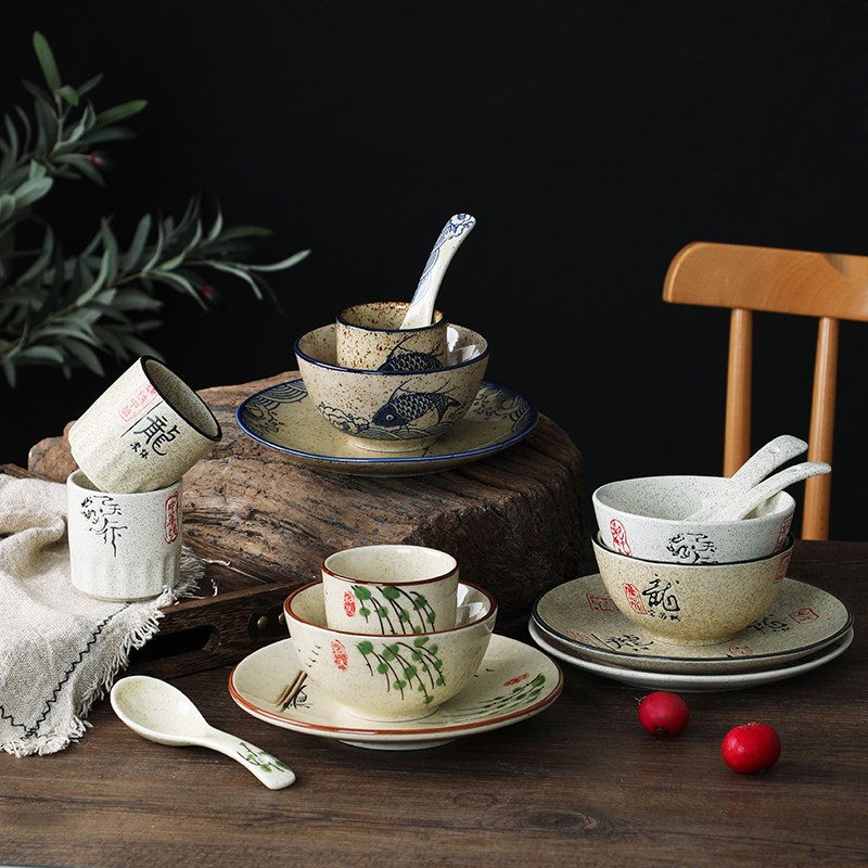中国国风火锅餐具古典陶瓷摆台中式四件件套碗