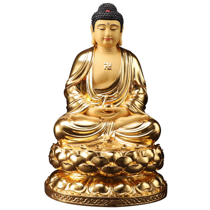 佛像台湾纯铜鎏金阿弥陀释迦牟尼三宝如来佛祖药师摆件摆件