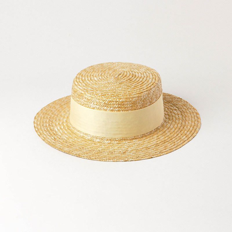 草帽平顶欧美春夏新款多色装饰麦秆户外旅游帽子