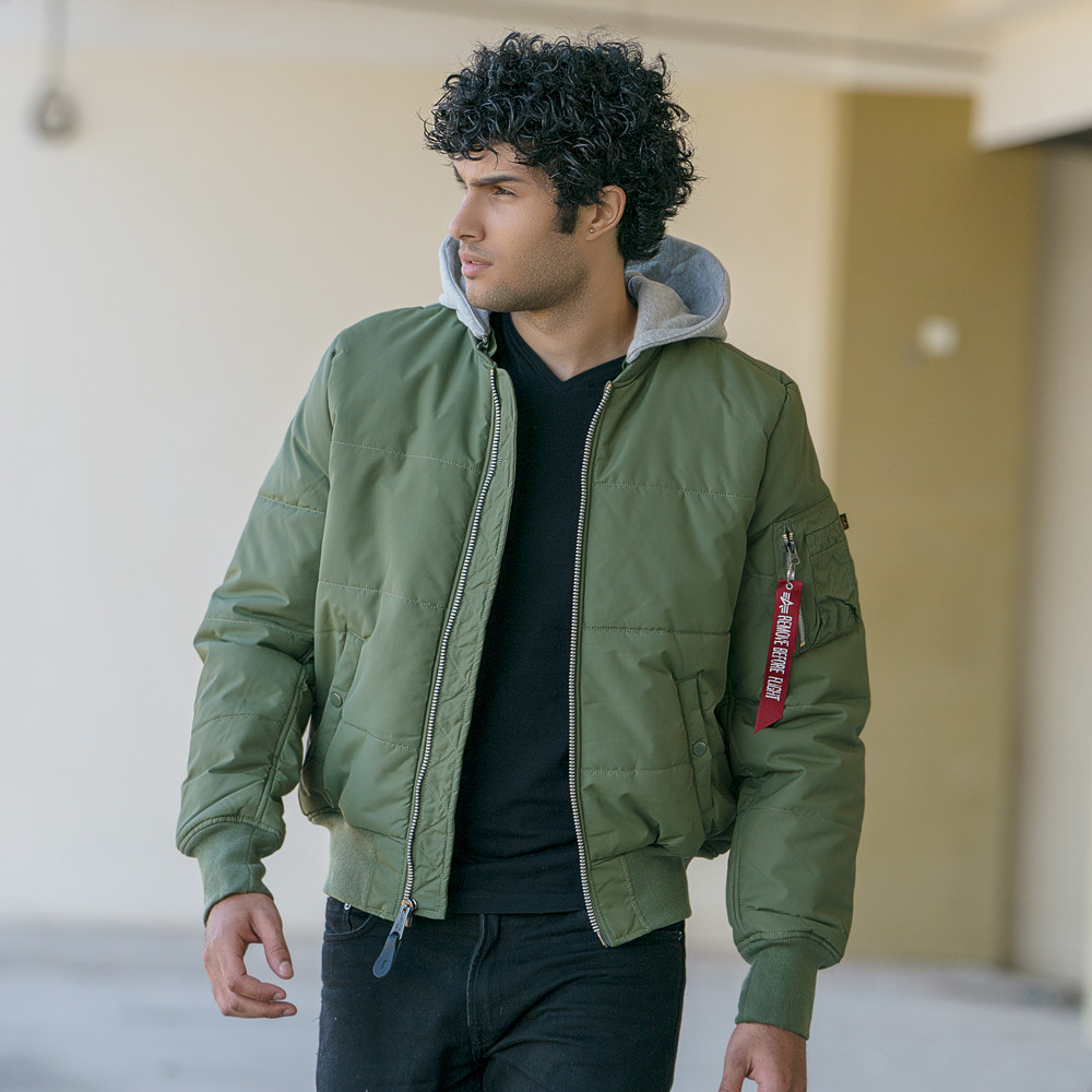 美国alpha阿尔法工业ma-1连帽可拆卸飞行夹克秋冬夹克