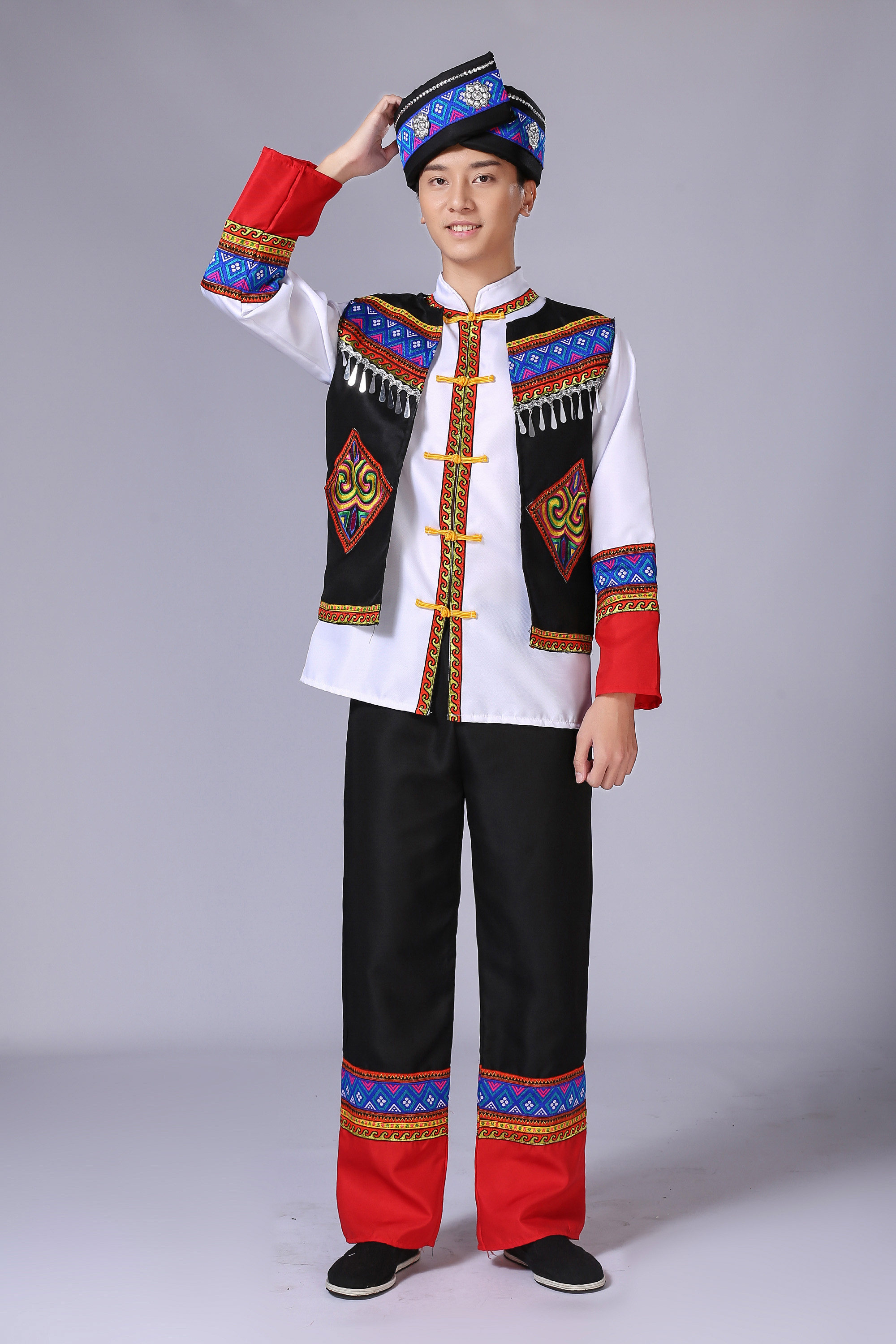 56个少数民族特色传统服装男士成人水族舞蹈演出服民族服装