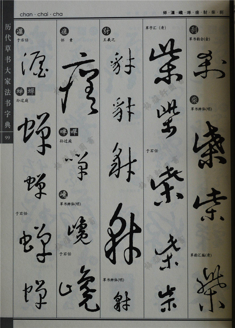 字典历代草书张芝于右任黄庭坚怀素张旭古代毛笔书法