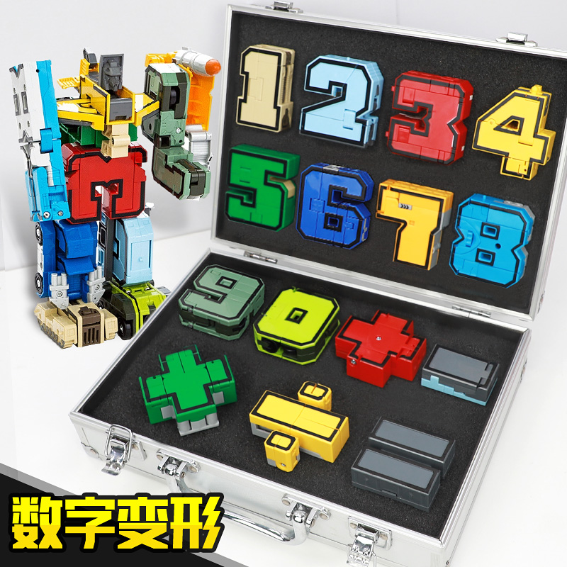 爱打扮(www.idaban.cn)，正版数字变形玩具汽车合体机器人宝宝儿童益智积木字母机甲男孩车