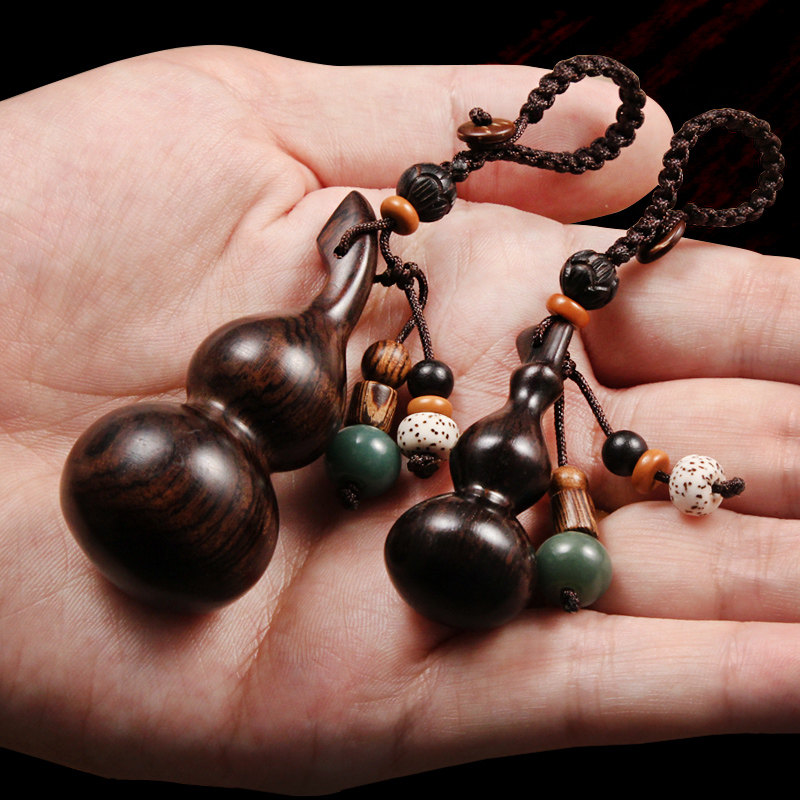 黑檀木手工小葫芦创意高档保平安辟邪招财男女汽车钥匙扣挂件饰链