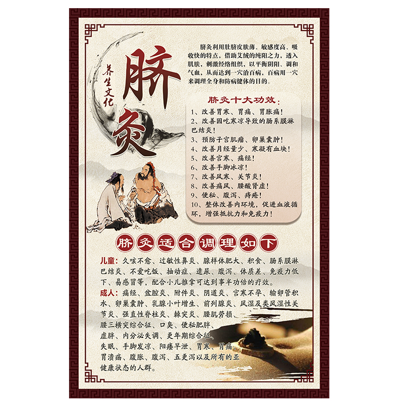 脐灸广告定制泥灸养生宣传画督脉铺灸墙贴中医养生写真