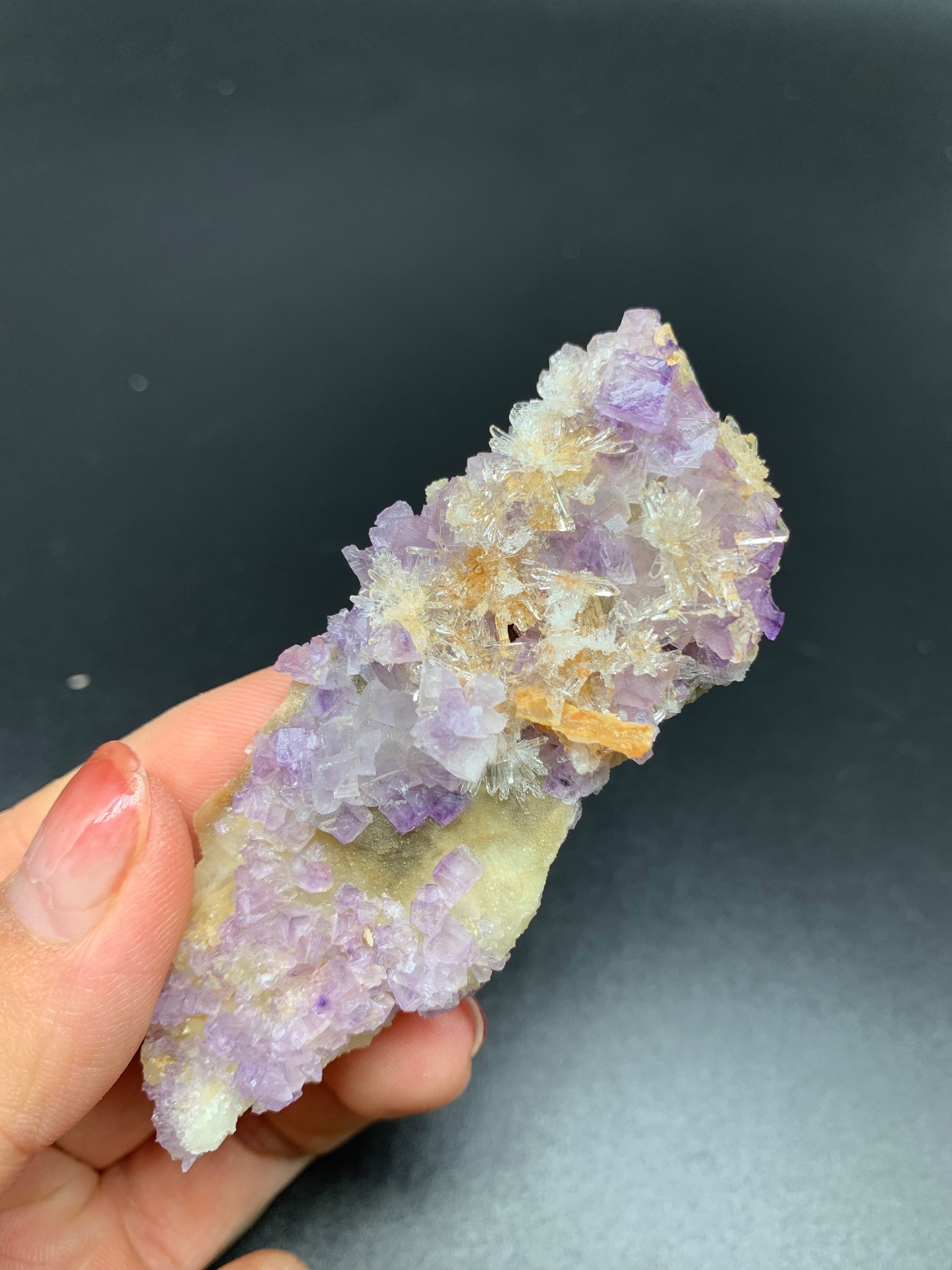 标本贵州紫色萤石氟铝石膏矿物晶体矿石原石摆件