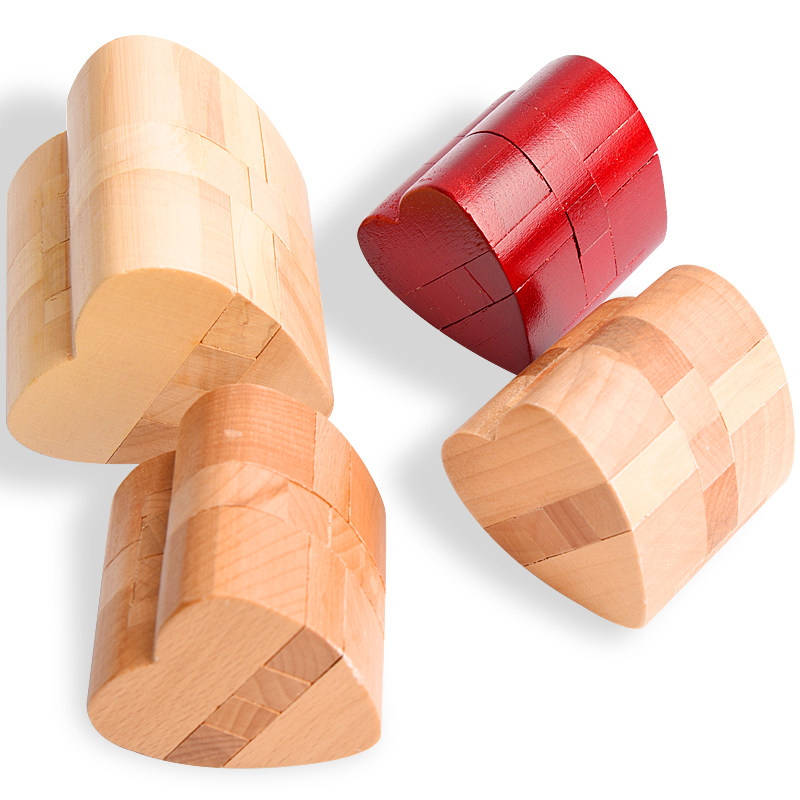 解锁孔明锁益智玩具木心心形小礼礼品心锁解锁