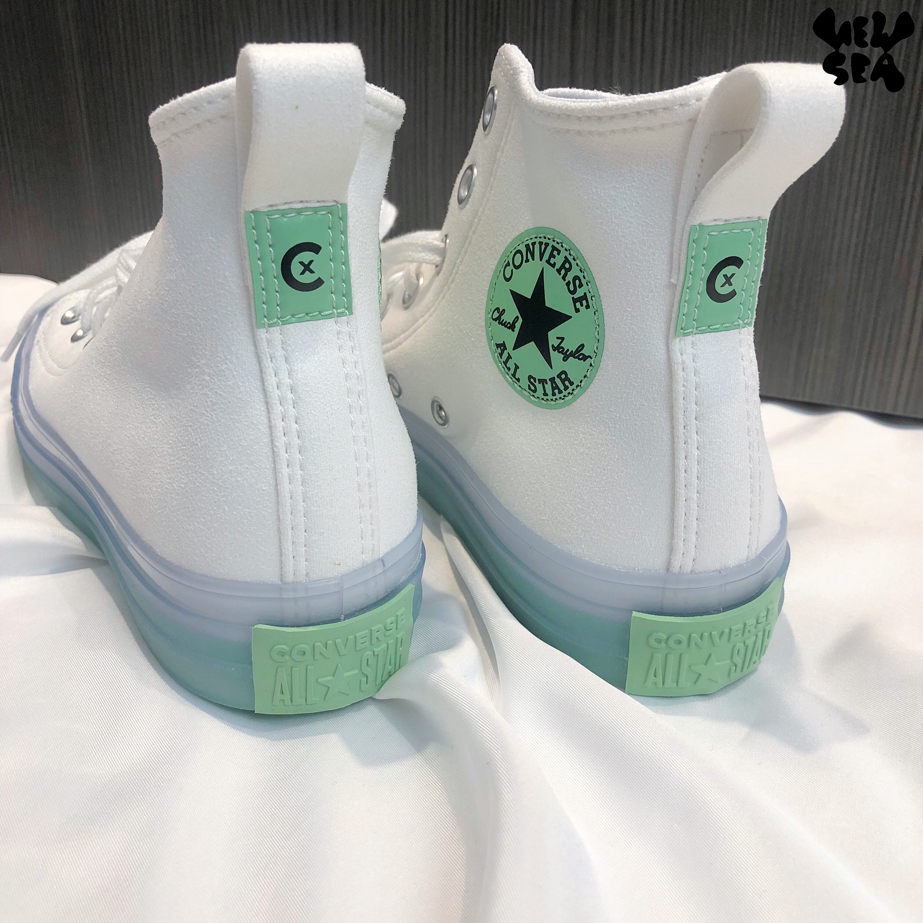 converse匡威allstarcx白敬亭同款白绿果冻底高帆布鞋