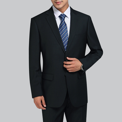 雷蒙双开叉西装男士西服套装加肥修身职业上班工作装结婚西装男