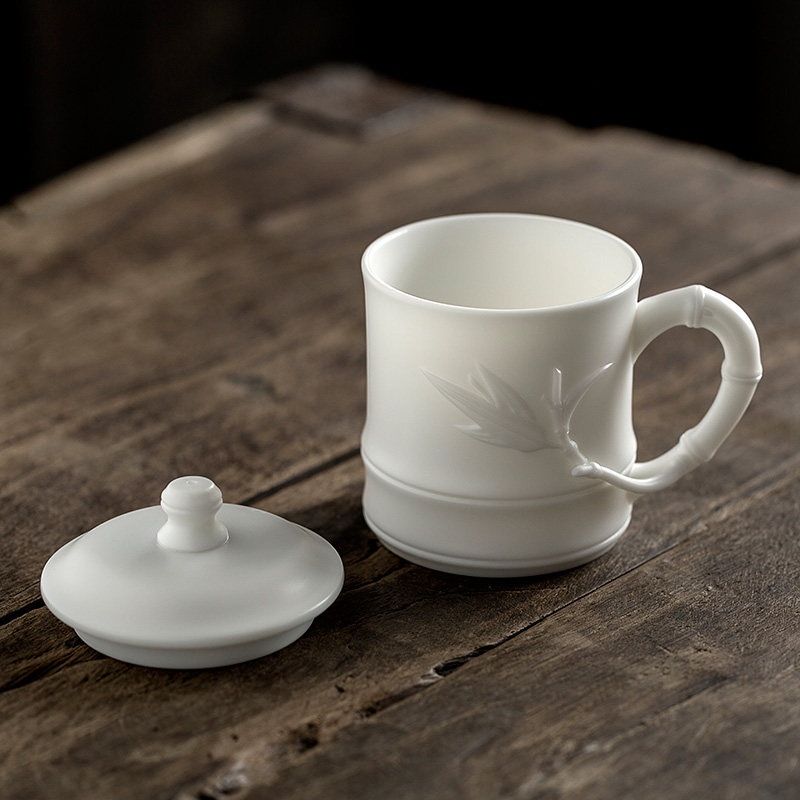 君器德化白瓷茶杯无釉喝茶办公陶瓷杯子大容量茶杯