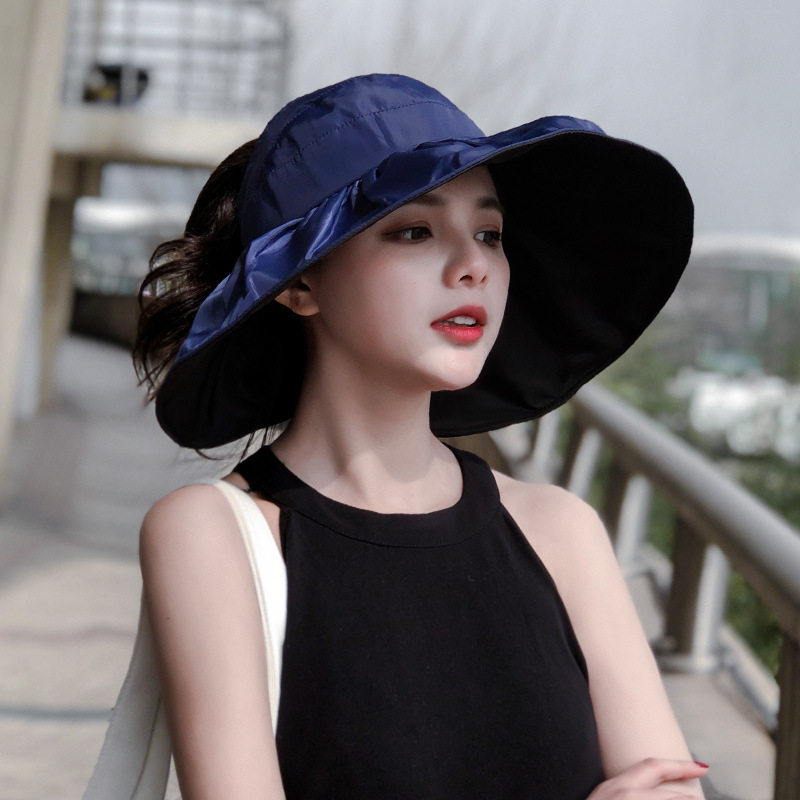 韩国太阳帽女夏大帽防紫外线空顶遮阳帽防晒沙滩渔夫帽子