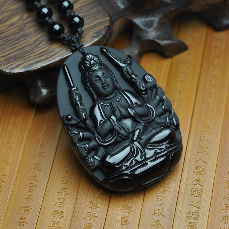 子年 新款开光黑曜石千手观音吊坠 生肖属鼠本命佛守护2020款 - 尔雅