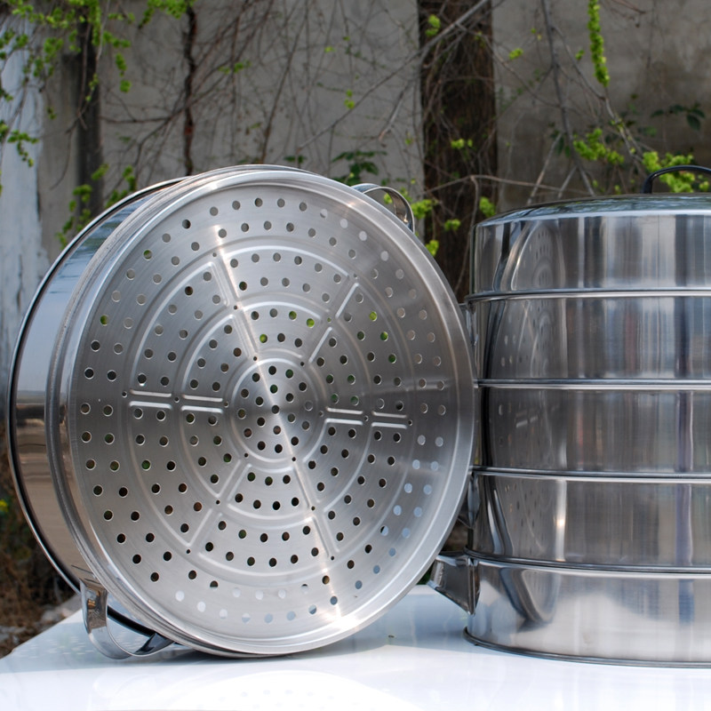 铝合金大蒸笼 家用大吕蒸笼 特大号商用不锈钢蒸包子用全铝笼50cm