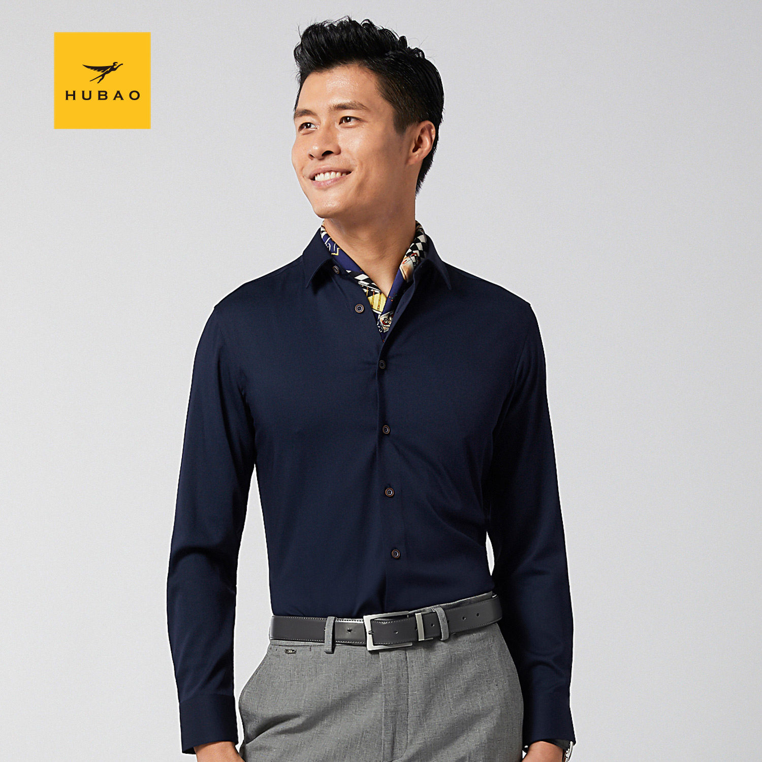 商场同款虎豹2020男士衬衫长袖休闲合身商务衬衫