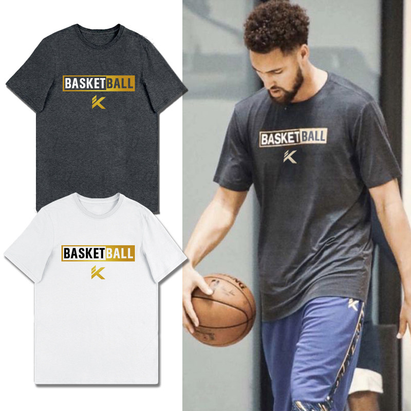 潮扣勇士汤普森kt标志篮球短袖运动休闲半袖体恤t恤