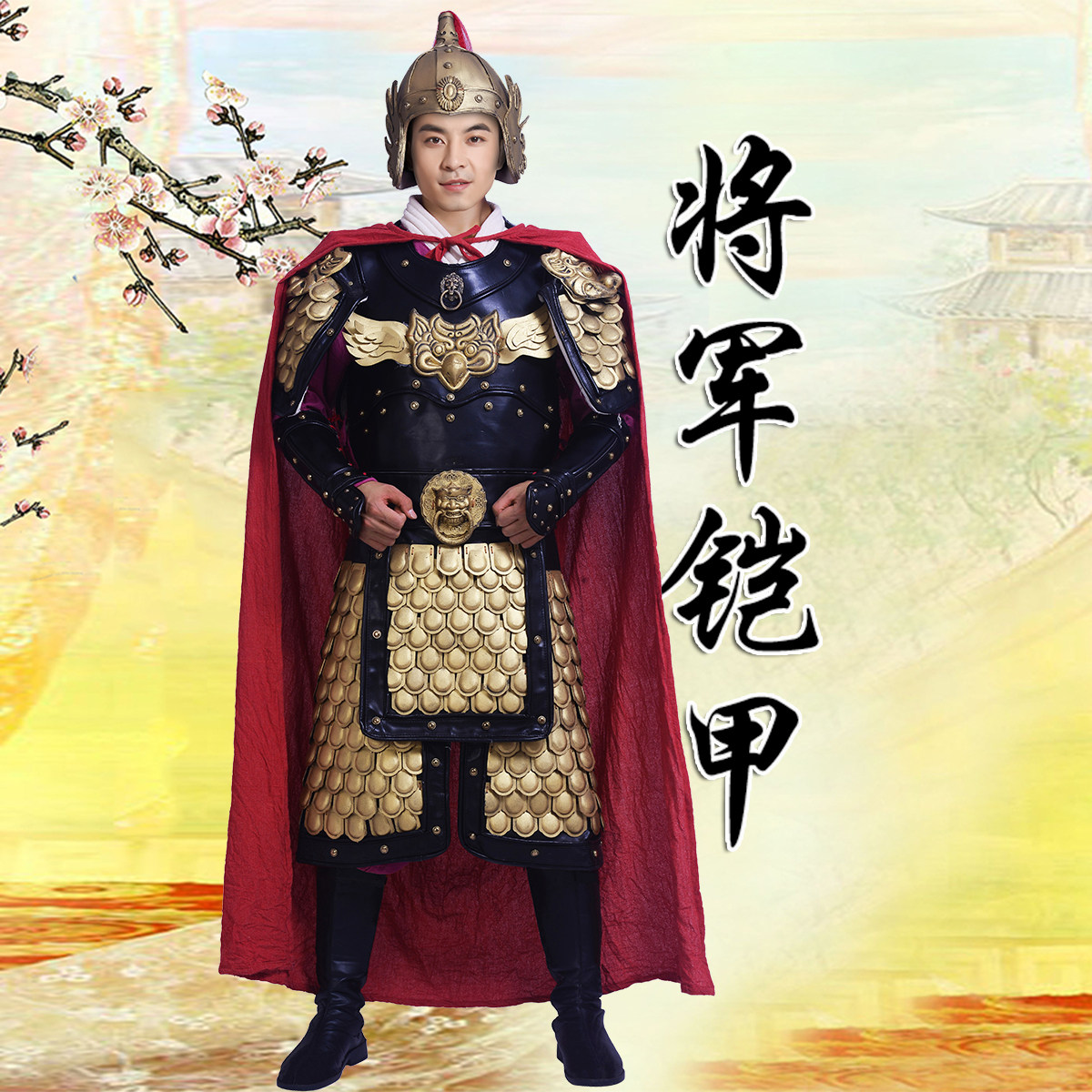 盔甲古代三国将军武士战袍铠甲岳飞元帅古装民族服装