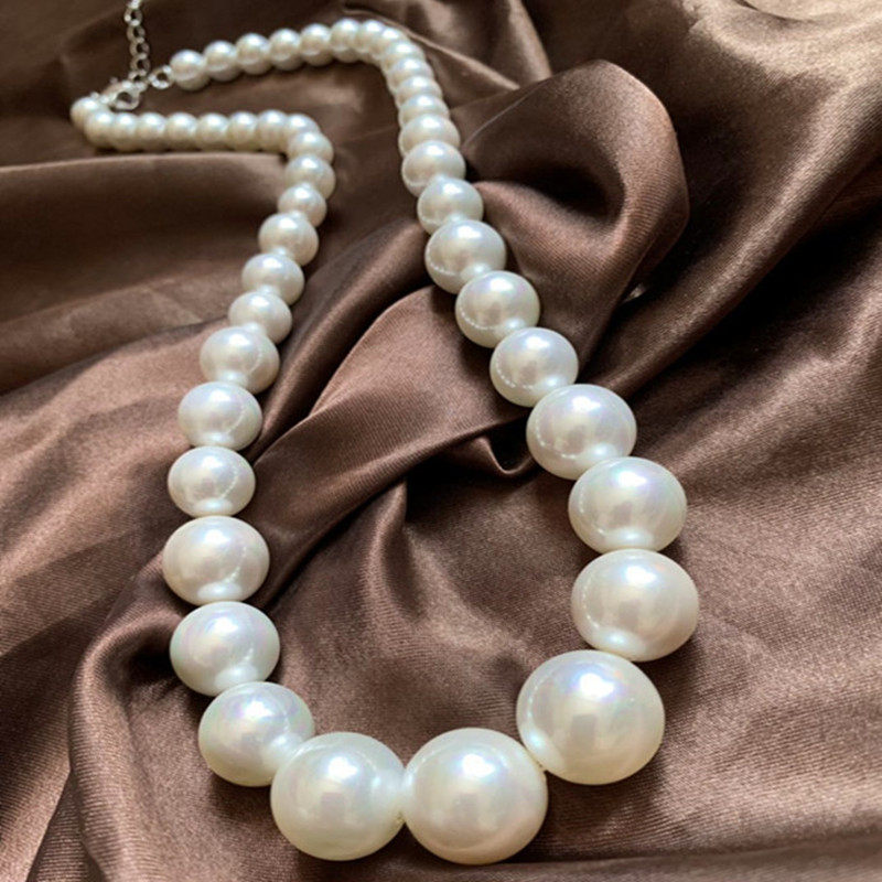 深海海母珍珠16mm大颗正圆白色贝珠项链渐变塔颈饰
