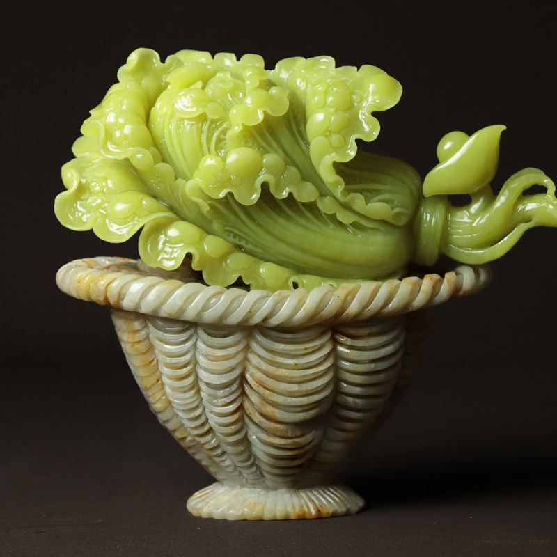 尚品美格天然a货岫玉摆件原石雕刻玉白菜摆件佰财聚来多款可选