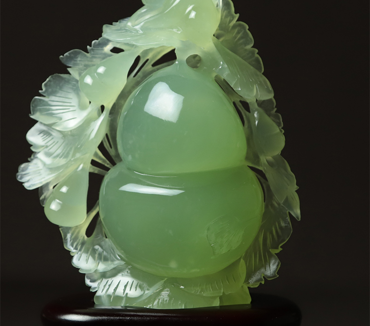 尚品美格天然岫玉摆件精品原石精雕玉葫芦福禄万代工艺礼品ba894