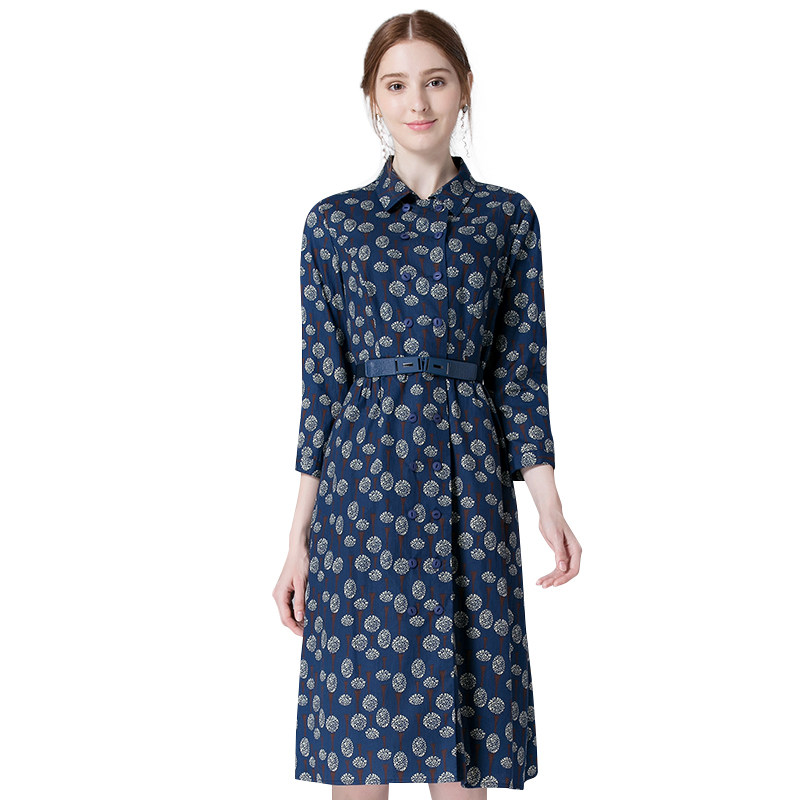 phidias2018秋季新款商场同款时尚通勤百搭优雅气质中长款连衣裙 - 菲