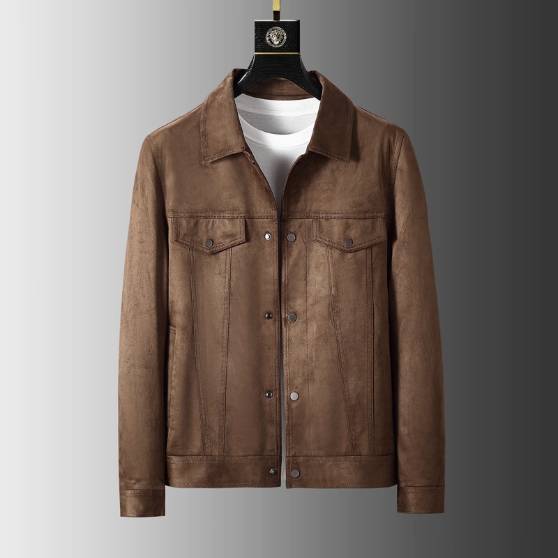 经典男装高档轻柔丝滑麂皮夹克帅气有型单排夹克