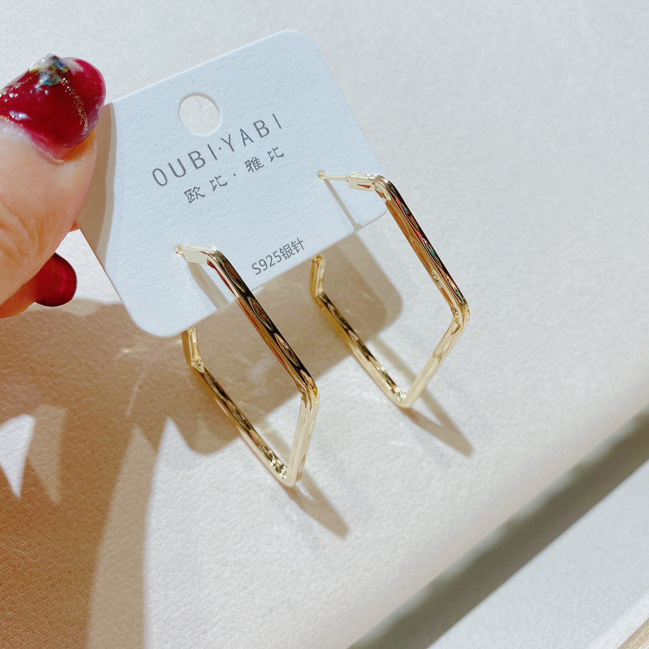 比雅新款甜美网红时尚气质个性夸张日韩菱形耳环