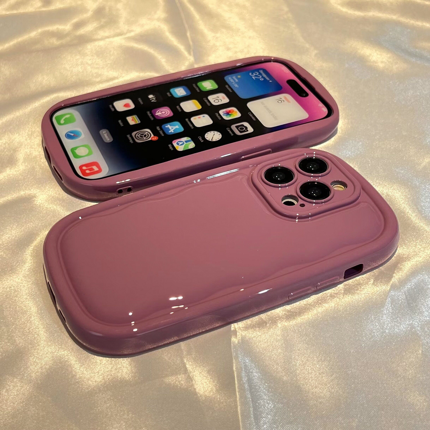 苹果14pro手机壳max树莓粉紫13纯色mini气囊14plus防摔xs硅胶xr加厚78