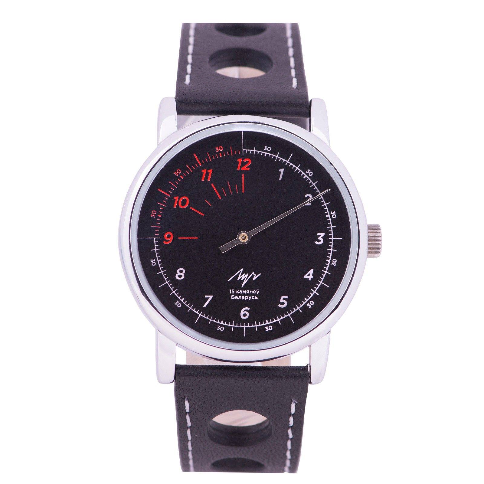 超薄男表单表针手动机械镂空个性简约休闲黑色俄罗斯国表luch曙光