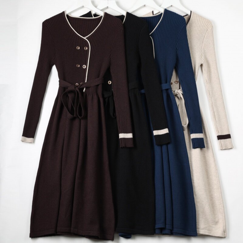 千屿轻奢定制双排针织连衣裙kmj212-lyq9802cosplay女装