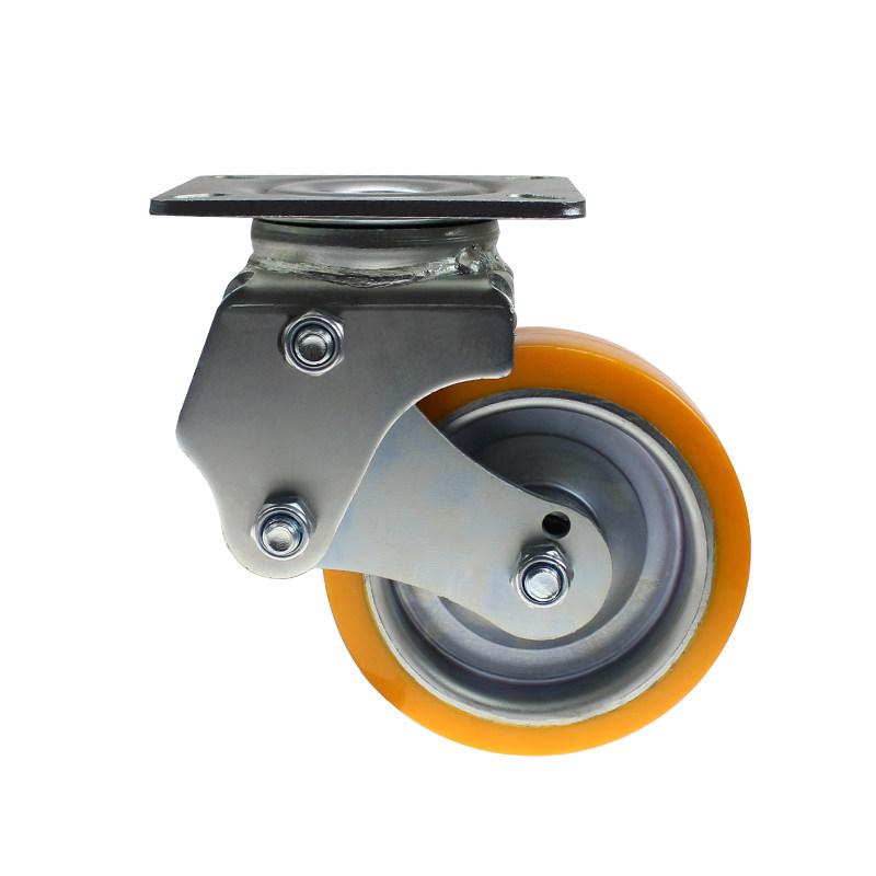 4寸铝芯轱辘万向轮轮子重型减震轮agv机器人专用避震轮pu万向脚轮
