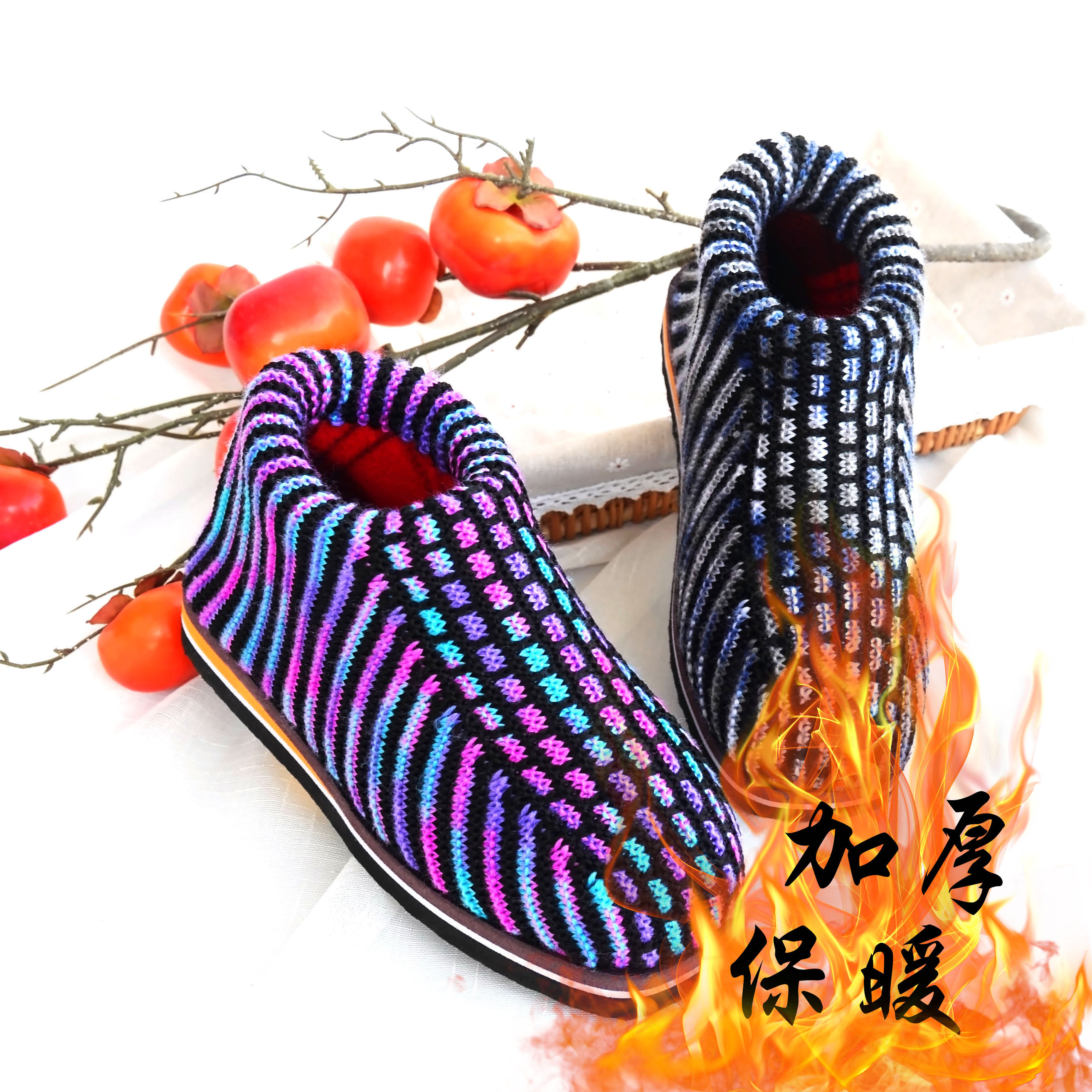 2020新款 秋冬家居鞋 男女款 纯手工毛线编织棉鞋 成品防滑婚嫁月子鞋