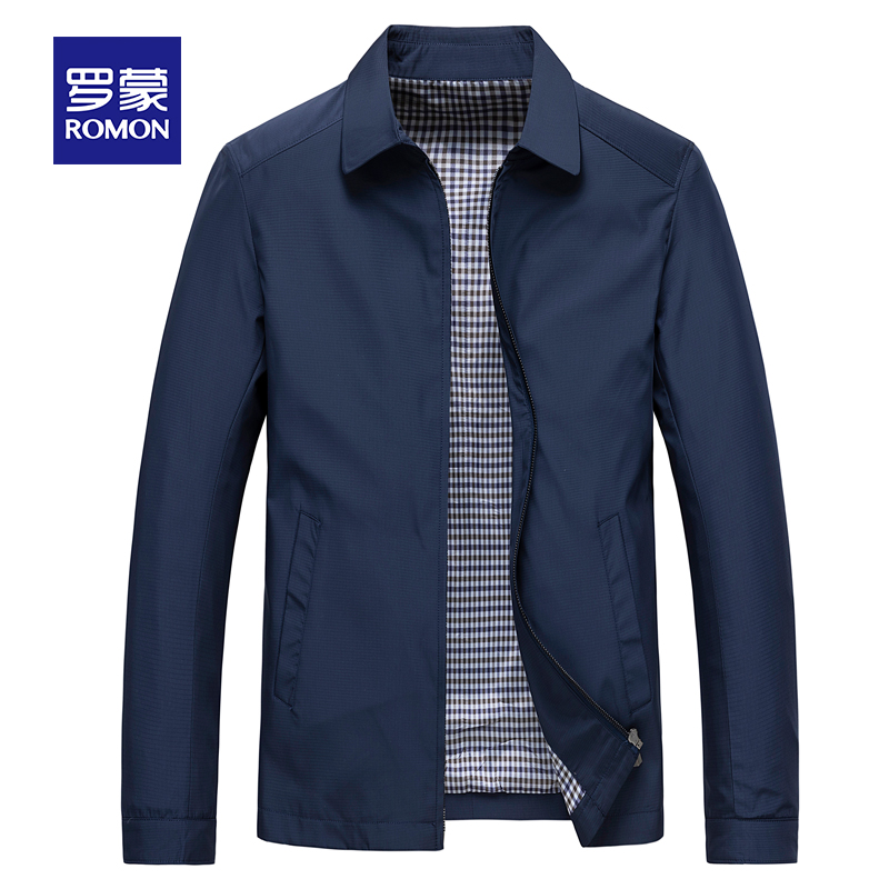 罗蒙新款春季外套男士夹克衫男装时尚翻领休闲商务中青年上衣服男