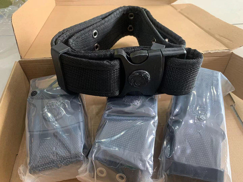 腰带保安编织特勤黑色帆布皮带可调调节作训腰带