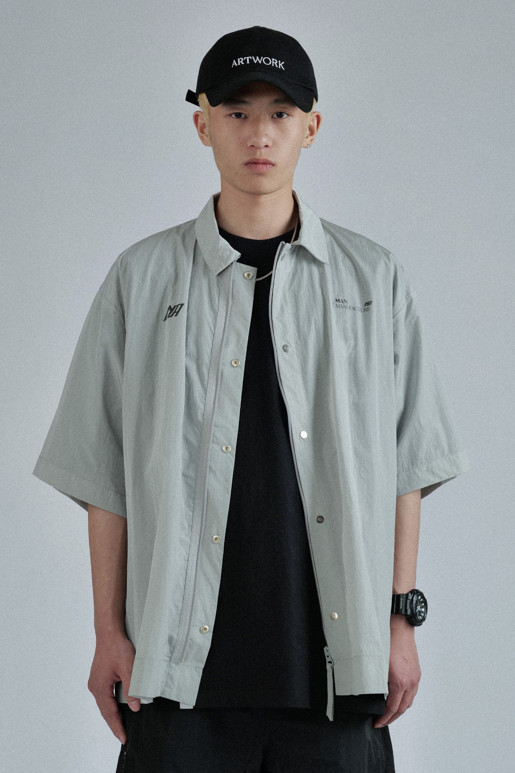 现货玩艺manufacturebyattempt21ss休闲尼龙短袖衬衫衬衫