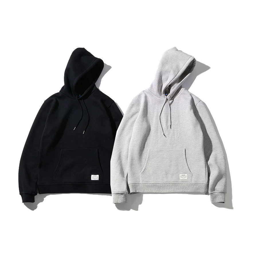 RADIUM纯色套头运动卫衣男帽衫日系潮牌外套秋冬简约加绒连帽卫衣