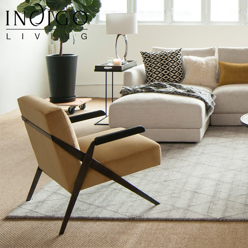 indigo设计师限量款进口丝绒布艺单人沙发椅小户型休闲靠背扶手椅