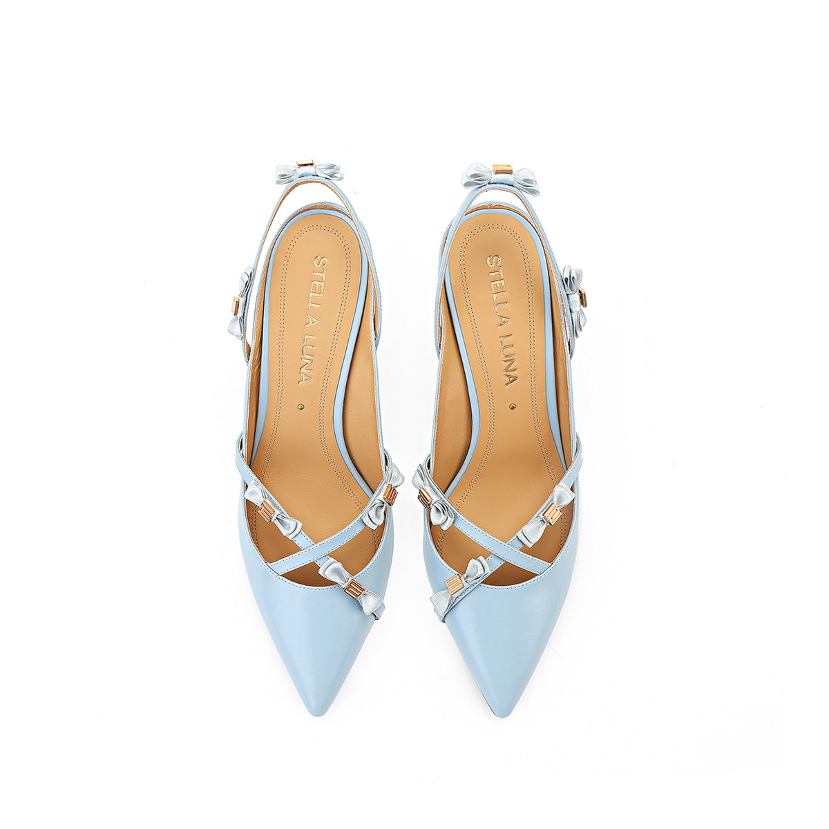 stellaluna女鞋春夏夏新高跟鞋浅口尖头蝴蝶结细跟单鞋