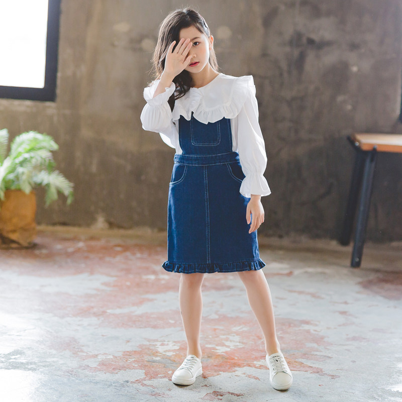 背带女童连衣裙春夏女儿儿童牛仔裙子春装小公主连衣裙