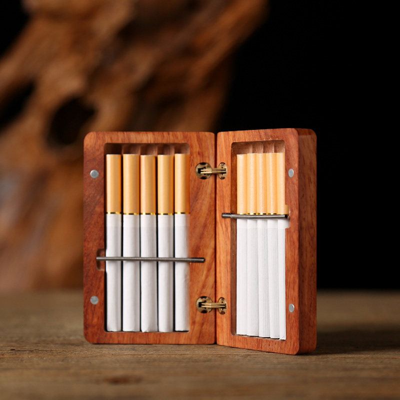 小叶紫檀烟盒木质10支装手工整木挖空随身便携实木香烟盒复古创意