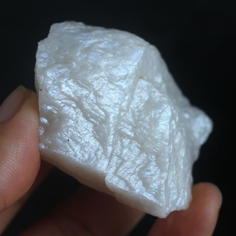 千蕊天然然彩白月光月光石把玩雕刻矿标原矿毛料摆件