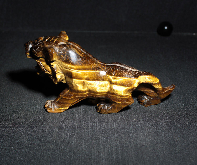 老虎千蕊天然虎睛石摆件黄虎石雕刻摆饰把玩原石摆件