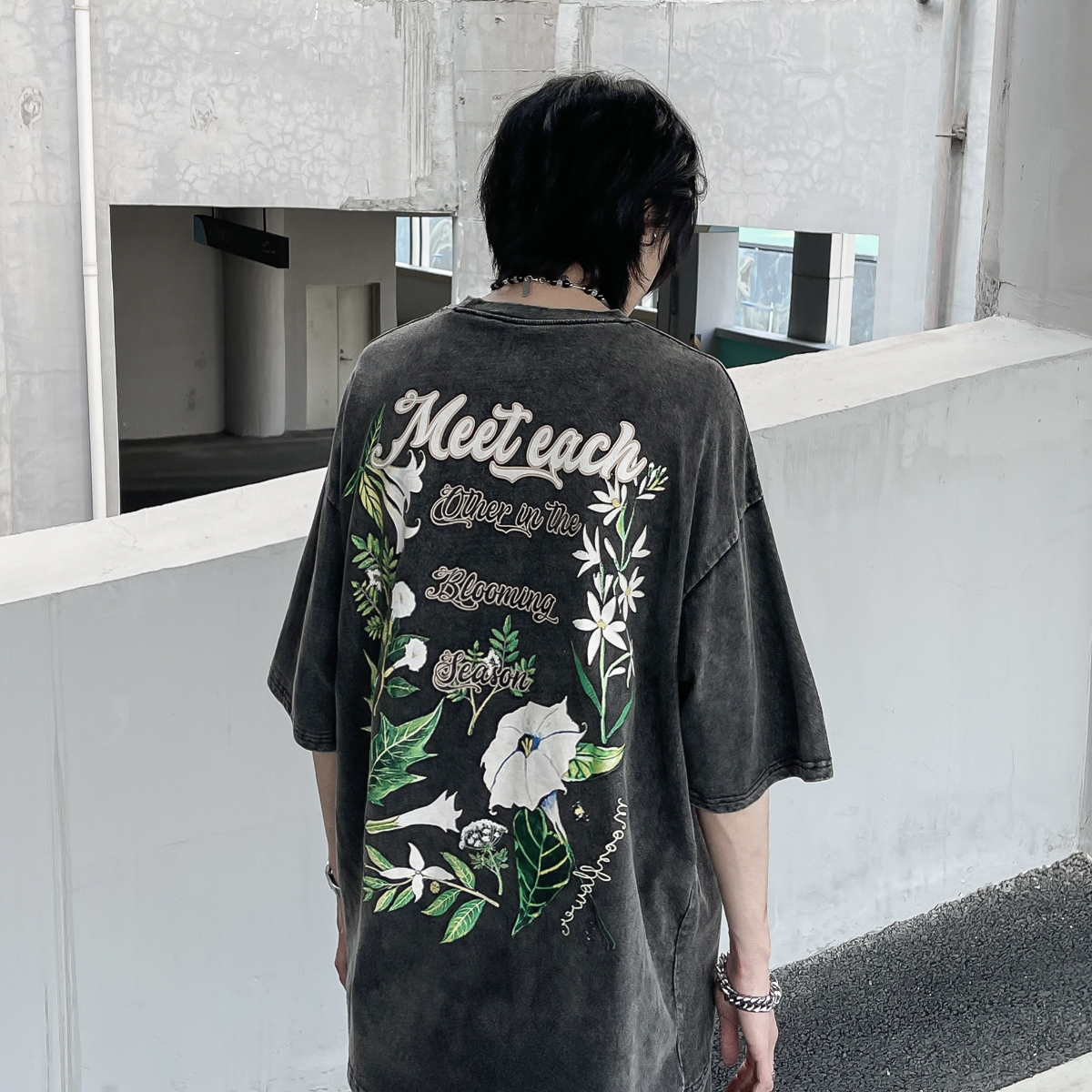 MRNEARLY 夏季新款原创国潮做旧水洗短袖男潮牌情侣美式街头风t恤