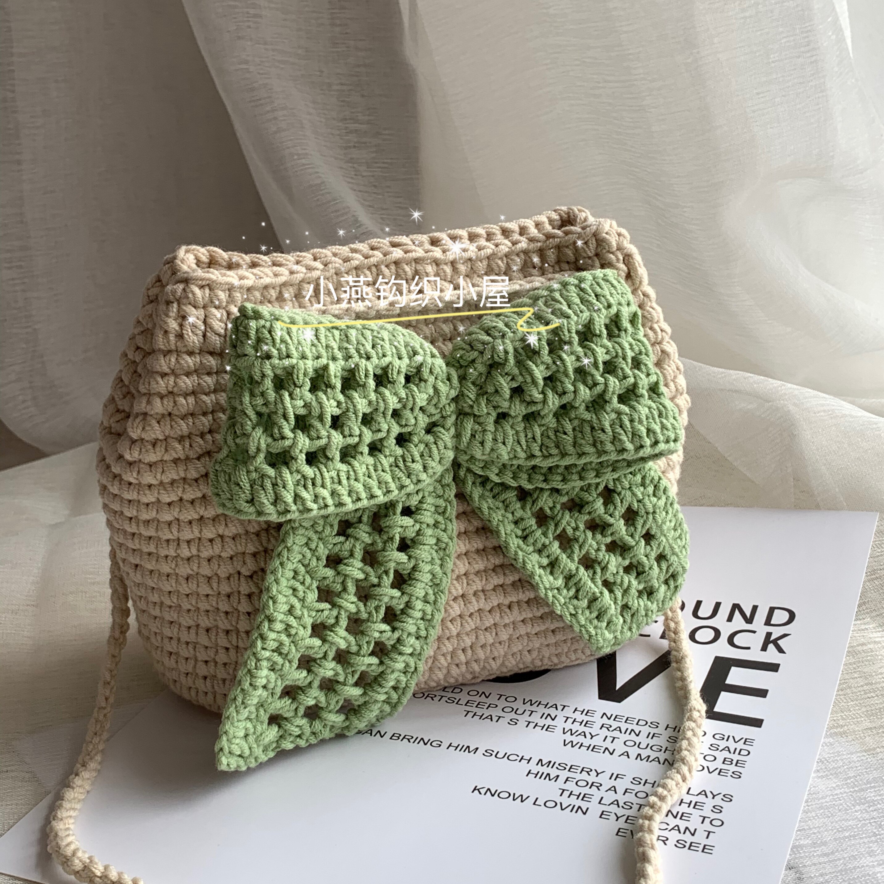 小燕材料包非单肩包单肩毛线包包钩织编织蝴蝶结毛线