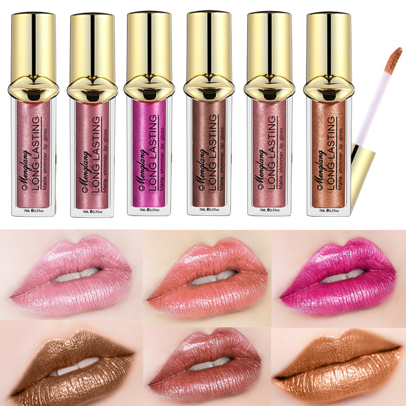 死亡芭比粉口红唇彩亮晶晶闪亮亮片唇釉玫紫色唇蜜珠光带闪防水